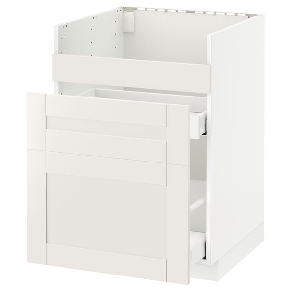 Напольный шкаф под мойку ДУМШЁ, 3 фасада, 2 ящика МЕТОД / МАКСИМЕРА, белый, Сэведаль белый - схема-чертеж с размерами