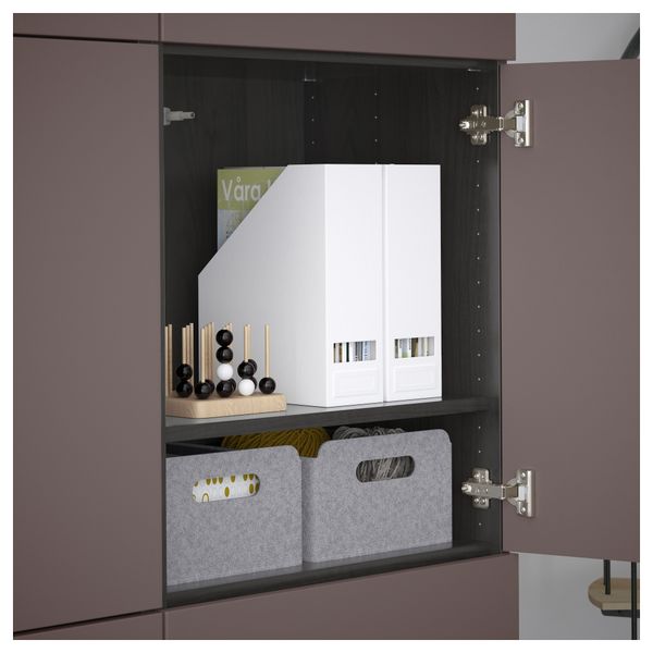 Комбинация для хранения с дверцами БЕСТО, черно-коричневый, Вальвикен темно-коричневый (120x40x192 см) - схема-чертеж с размерами