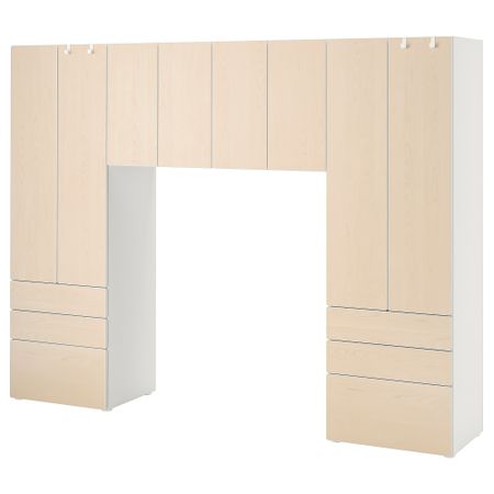 Комбинация для хранения, 240x42x181 см, белый, береза IKEA PLATSA ПЛАТСАA ПЛАТСА, SMÅSTAD СМОСТАД 094.290.21
