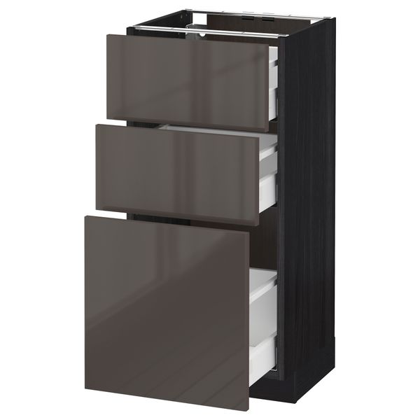 Напольный шкаф с 3 ящиками МЕТОД / МАКСИМЕРА, черный, Рингульт серый - схема-чертеж с размерами