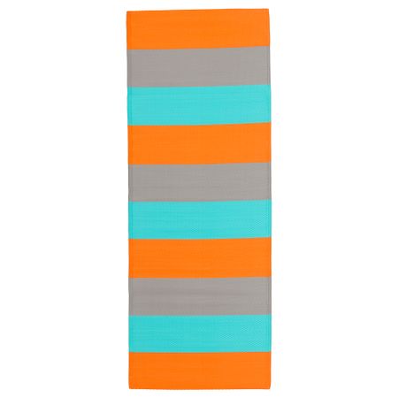 Ковер безворсовый, для дома/улицы СОММАР 2018, в полоску, оранжевый (75x200 см)
