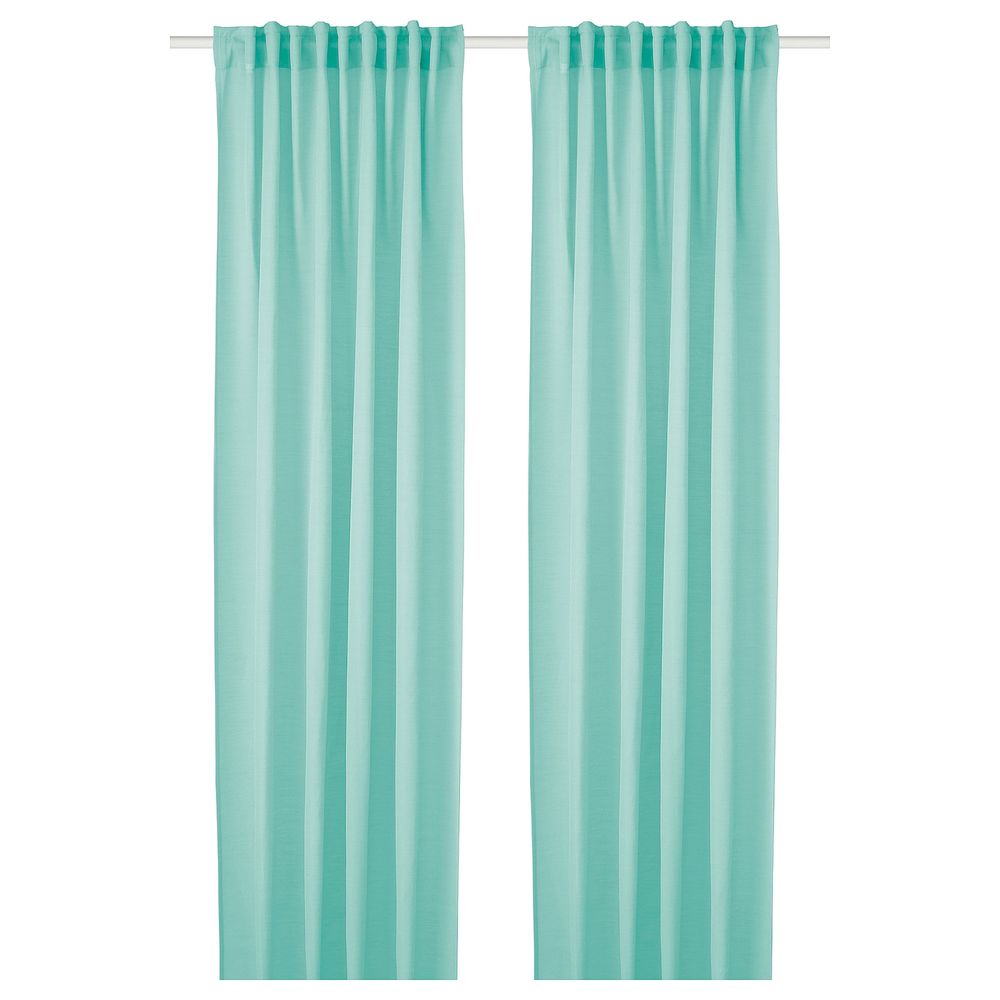 Гардины, 2 шт., бирюзовый 145x300 см IKEA HILJA ХИЛЬЯ 004.630.24 - фото 1