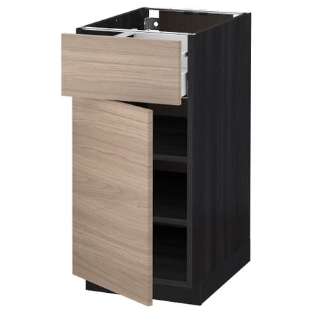 Напольный шкаф с ящиком, дверью МЕТОД / МАКСИМЕРА, черный, Брокхульт светло-серый