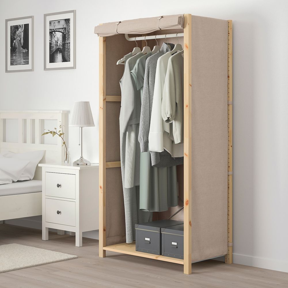 Стеллаж с полками, штангами, чехлом 89x50x179 см IKEA IVAR ИВАР 993.028.76 - фото 1