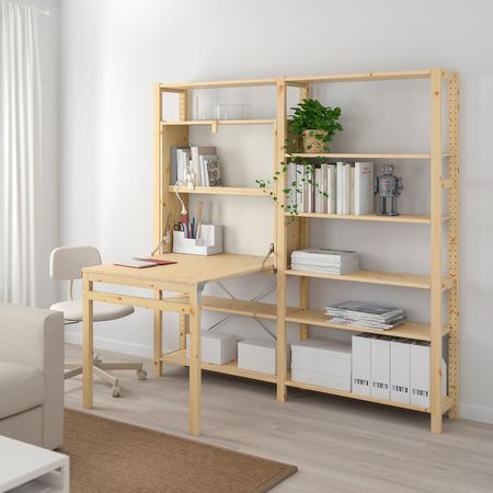 2 секции для хранения + складной столик, сосна 175x30-104x179 см IKEA IVAR ИВАР 292.485.62