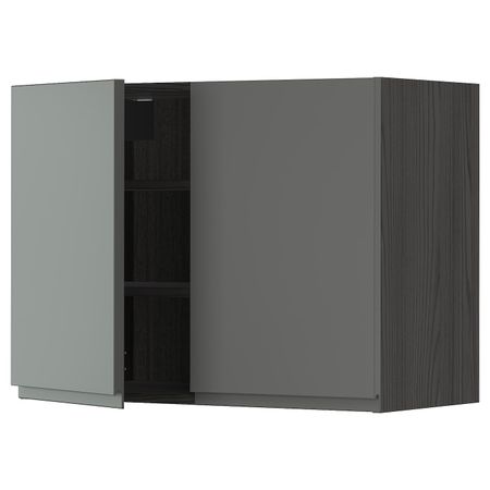 Навесной шкаф с полками/2дверцы, черный/Воксторп темно-серый 80x60 см IKEA МЕТОД 293.108.13
