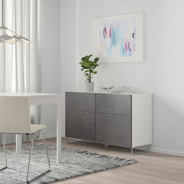 Комбинация для хранения с дверцами/ящ, белый КЭЛЛЬВИКЕН/СУЛАРП/темно-серый под бетон 120x40x74 см IKEA BESTÅ БЕСТО 292.766.92 - фото 2