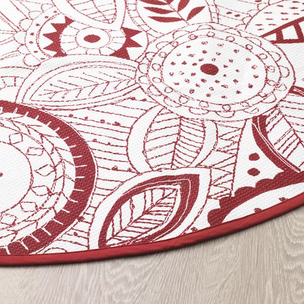 Ковер безворсовый, белый, красный 120 см IKEA ВИНТЕР 2019 604.502.88 - фото 3