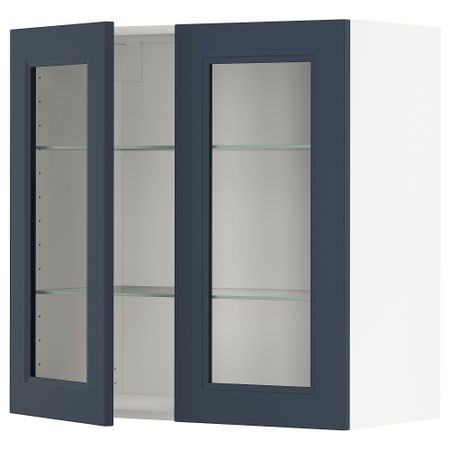 Навесной шкаф, полки, 2 стеклянные двери IKEA METOD МЕТОД 794.597.26