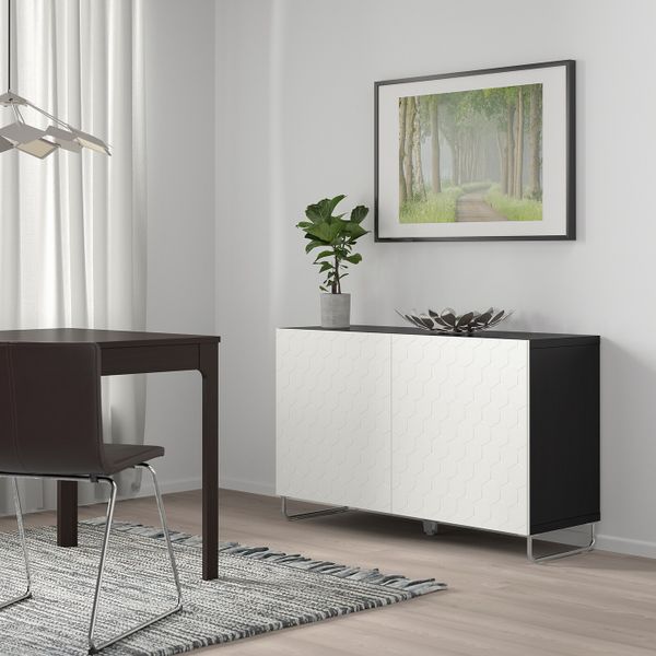 Комбинация для хранения с дверцами, черно-коричневый/вассвикен/суларп белый 120x40x74 см IKEA БЕСТО 192.669.43 - фото 2