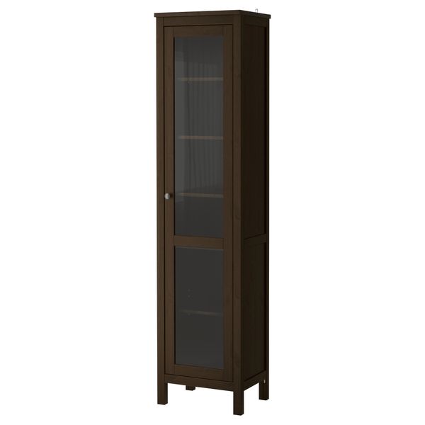 Шкаф-витрина ХЕМНЭС, черно-коричневый (49x197 см) - фото 1