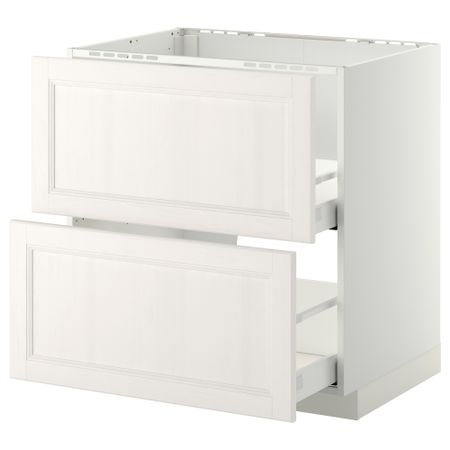 Напольный шкаф под мойку + 2 фронтальных панели, 2 ящика МЕТОД / МАКСИМЕРА, белый, Лаксарби белый