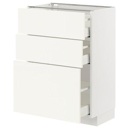 METOD / MAXIMERA Напольный шкаф с 3 ящиками - белый/Vallstena белый 60x37 см