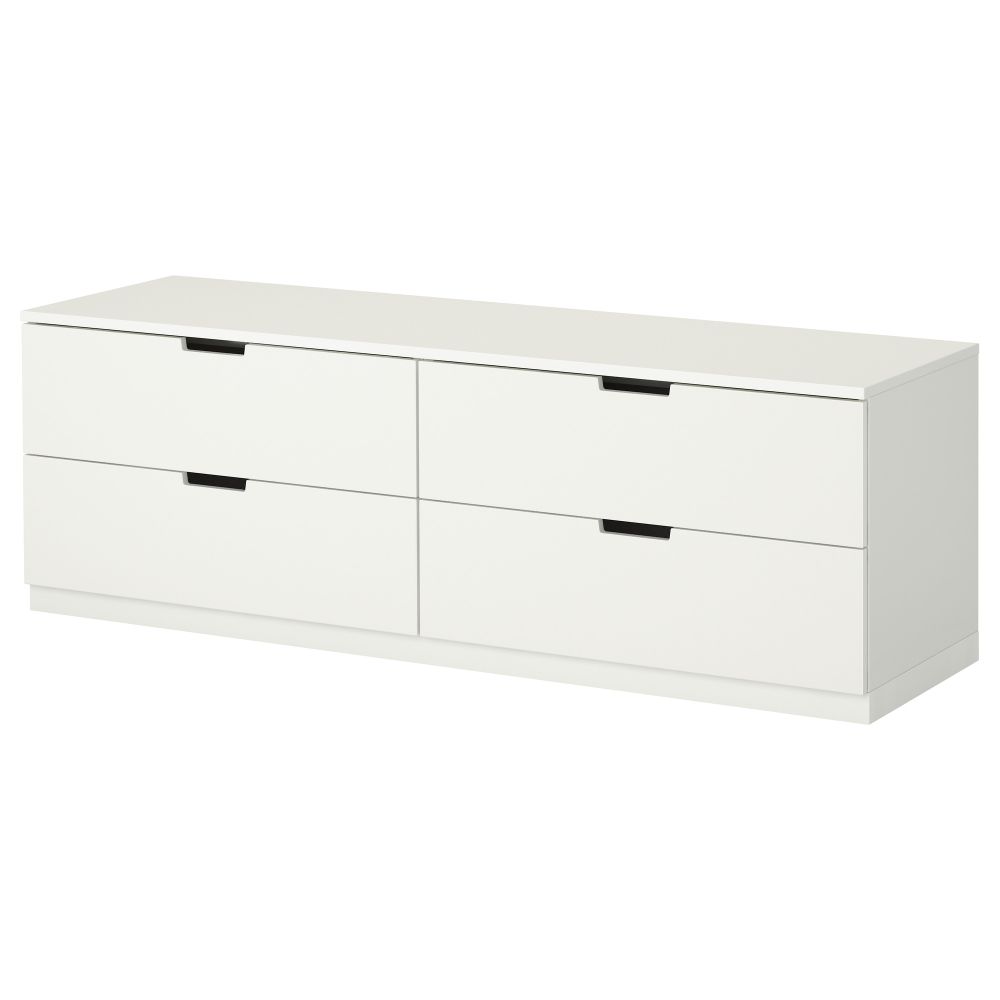 Комод с 4 ящиками НОРДЛИ, белый (160x52 см) - фото 1