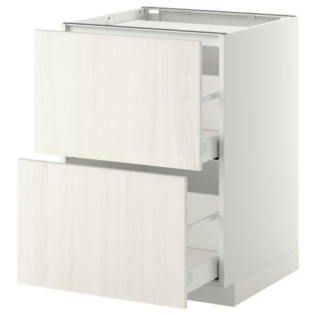 Напольный шкаф, 2 фронтальных панели, 3 ящика МЕТОД / МАКСИМЕРА, белый, Росдаль белый