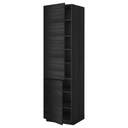 Высокий шкаф с полками, 2 дверцы МЕТОД, черный, Тингсрид черный