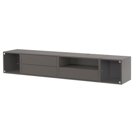 EKET Комбинация для хранения - темно-серый/прозрачное стекло 210x35x35 см