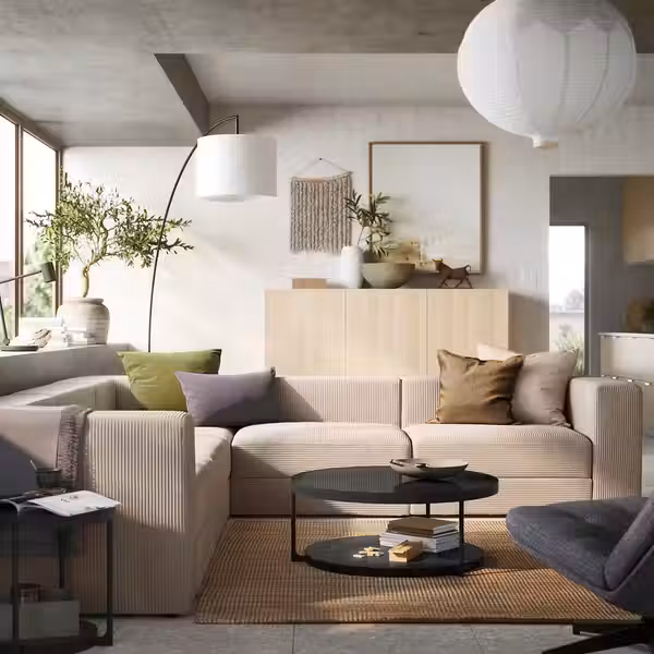 JÄTTEBO Модульный угловой диван, 6-местный - самласа серо-бежевый - фото 2