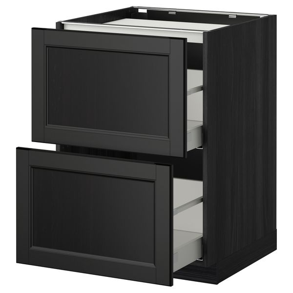 Напольный шкаф, 2 фронтальных панели, 3 ящика МЕТОД / МАКСИМЕРА, черный, Лаксарби черно-коричневый - фото 1