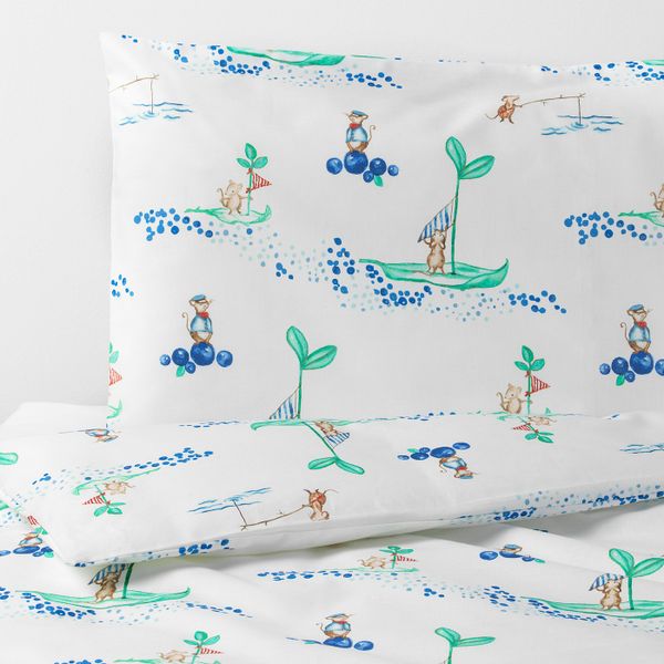 Детское постельное белье, 3 предм., плывущий мышонок 60x120 см IKEA RÖDHAKE РЁДХАКЕ 904.401.89 - фото 5