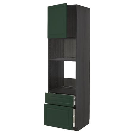 Высокий шкаф для духовки и СВЧ/дверца/2ящ, черный/Будбин темно-зеленый 60x60x220 см IKEA МЕТОД / МАКСИМЕРА 893.135.02