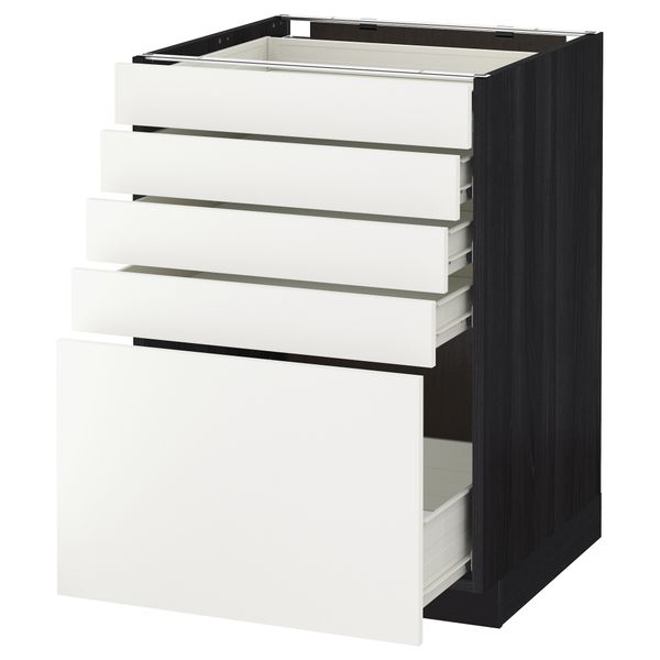Напольный шкаф с 5 ящиками МЕТОД / ФОРВАРА, черный, Хэггеби белый - схема-чертеж с размерами