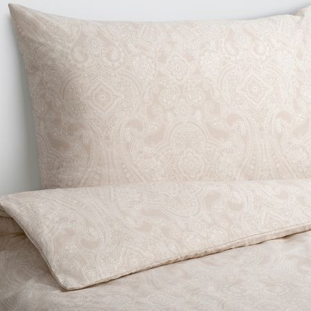 Пододеяльник и 2 наволочки, бежевый, белый 200x200/50x70 см IKEA JÄTTEVALLMO ЙЭТТЕВАЛЛМО 205.193.36