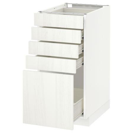 Напольный шкаф с 5 ящиками МЕТОД / ФОРВАРА, белый, Росдаль белый