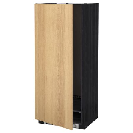 Высокий шкаф для холодильника или морозильника, МЕТОД, черный, Экестад дуб