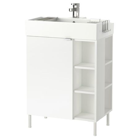 Шкаф под раковину с 1 дверцы, 2 открытыми полк, белый/ЭНСЕН смеситель 61x41x87 см IKEA LILLÅNGEN ЛИЛЛОНГЕН 492.941.76