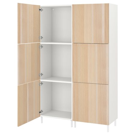 Гардероб с 6 дверями, белый/Скрова под беленый дуб 120x42x191 см IKEA OPPHUS ОПХУС 794.881.06