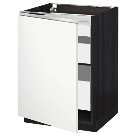 Напольный шкаф с 1 дверцей, 3 ящика МЕТОД / МАКСИМЕРА, черный, Нодста белый