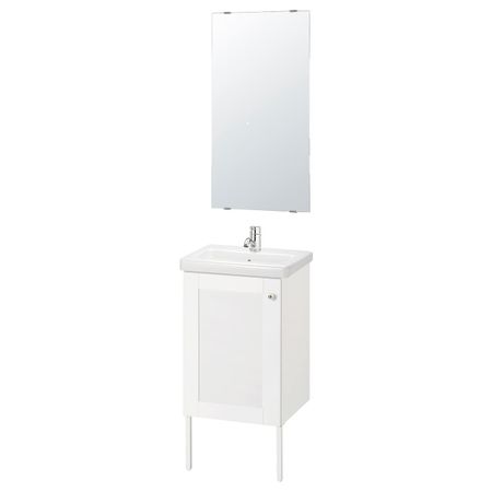 Комплект мебели для ванной,7 предм., Йельсен белый/ПИЛКОН смеситель 44x43x88 см IKEA FISKÅN ФИСКОН / TVÄLLEN ТВЭЛЛЕН 594.360.57