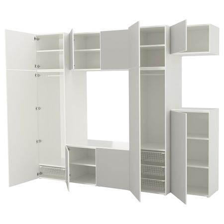 Гардероб, белый, Скатваль светло-серый 300x57x243 см IKEA ОПХУС 292.873.08