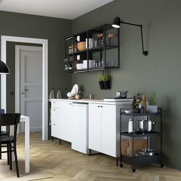 Кухня, антрацит, белый, 243x63.5x222 см IKEA BEGIVENHET БЕГИВЕНХЕТ 393.378.12 - фото 3