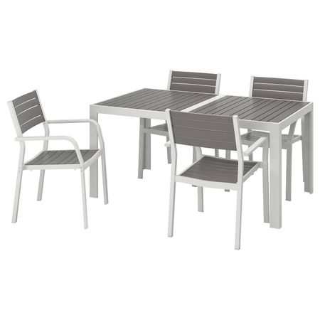 Стол + 4 кресла, для/сада, темно-серый/светло-серый 156x90 см IKEA SJÄLLAND ШЭЛЛАНД 792.650.16