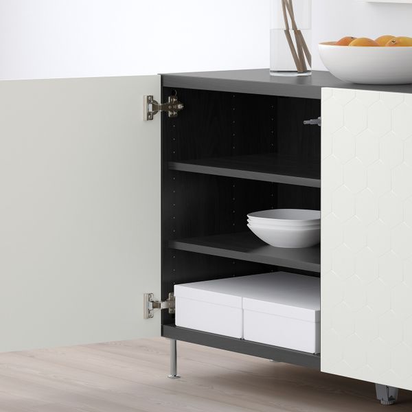 Комбинация для хранения с дверцами, черно-коричневый/вассвик/сталларп белый 120x40x74 см IKEA БЕСТО 892.666.28 - фото 4