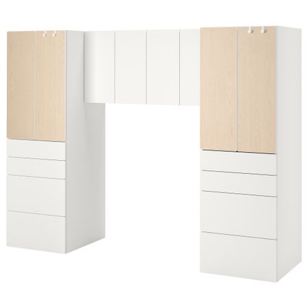 Комбинация для хранения, 240x57x181 см, белый, береза IKEA SMÅSTAD СМОСТАД 594.319.41