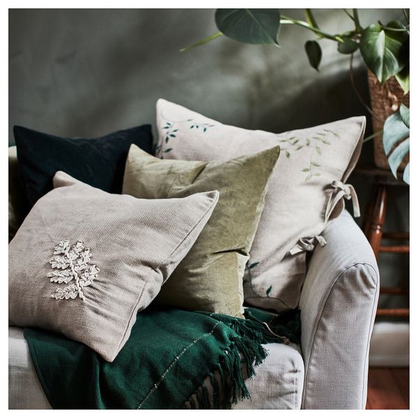 Чехол на подушку, бежевый, лист ручная работа 50x50 см IKEA БОТАНИСК 004.665.22 - фото 3