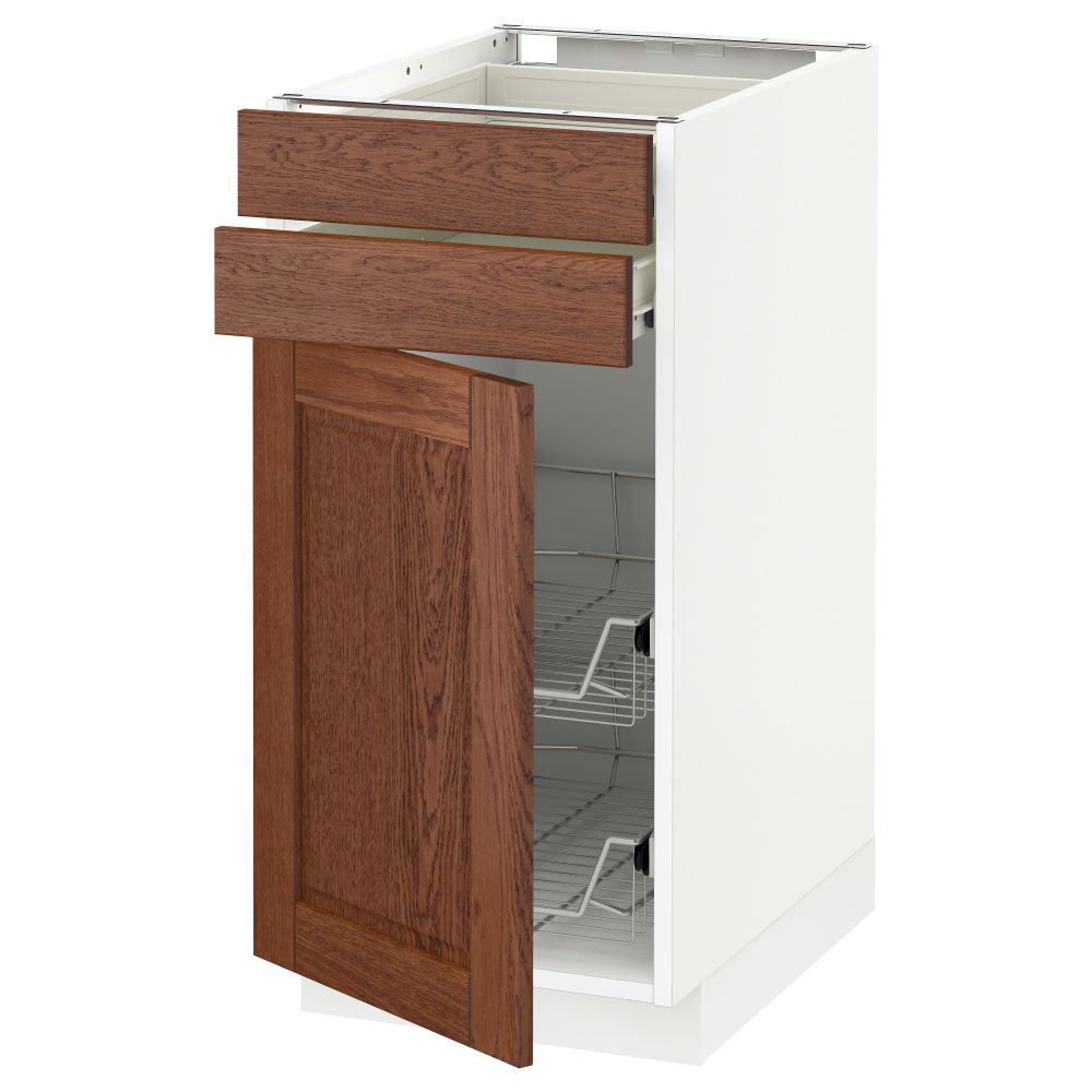 Напольный шкаф, дверца, 2 ящика, проволочных корзин МЕТОД / ФОРВАРА, белый, Филипстад коричневый - схема-чертеж с размерами