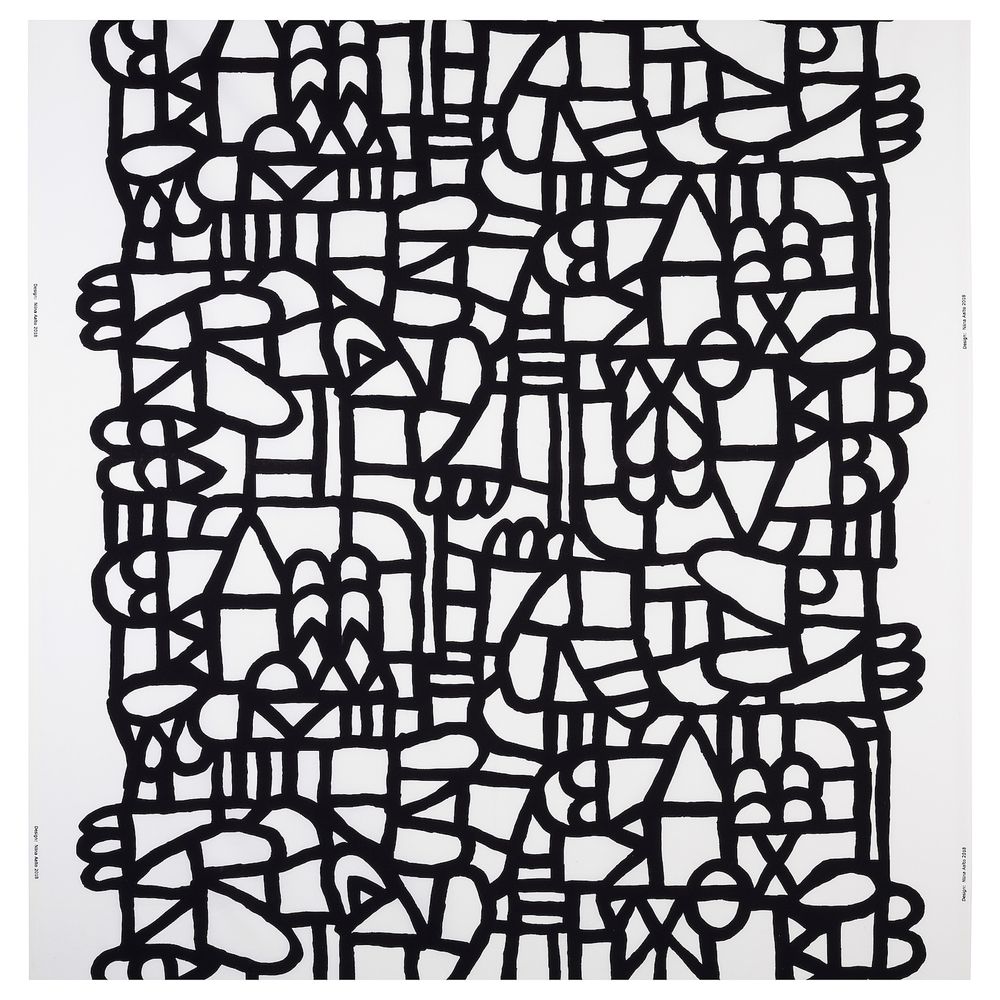 Ткань, белый, черный 150 см IKEA SKUGGBRÄCKA СКУГГБРЭККА 504.437.93 - фото 1