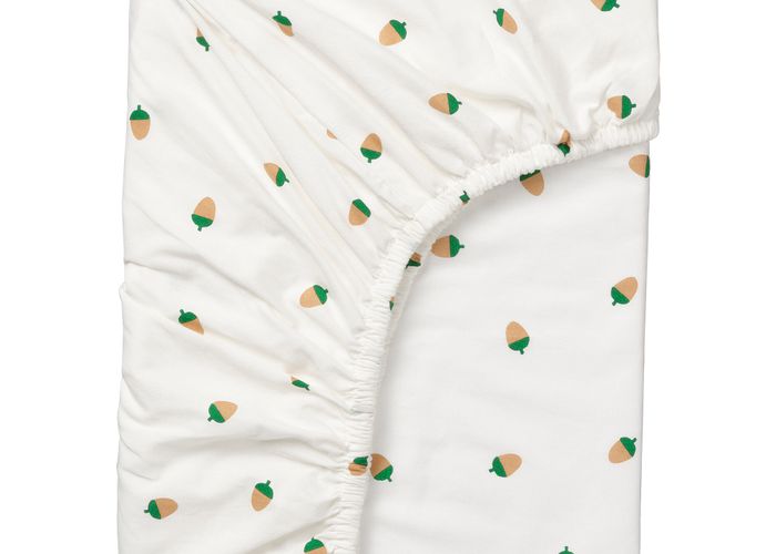 Простыня натяжная, орнамент «желудь», разноцветный, 90x200 см IKEA BRUMMIG 305.211.74