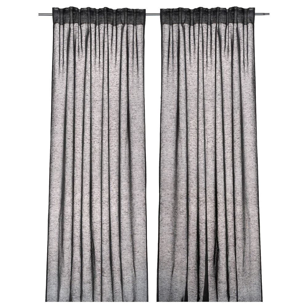 Гардины, 2 шт., серый 145x300 см IKEA LENAKARIN ЛЕНАКАРИН 404.938.30 - фото 1
