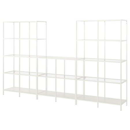 Комбинация для хранения, белый/стекло 300x36x175 см IKEA VITTSJÖ ВИТШЁ 492.945.53