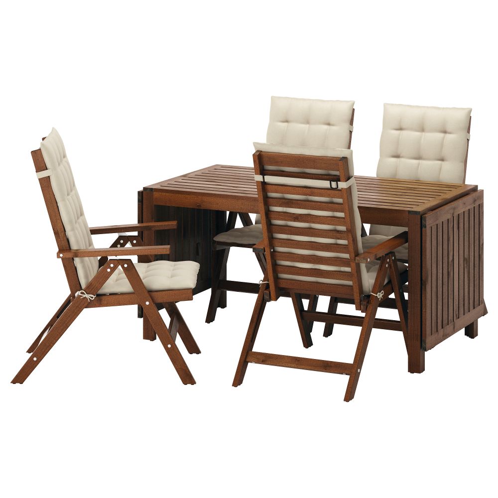 Стол + 4 кресла, для сада ЭПЛАРО, коричневая морилка, Холло бежевый - фото 1