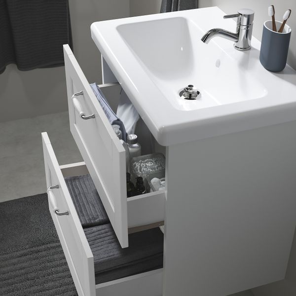 Шкаф под раковину с 2 ящиками, Йельсен белый 60x40x60 см IKEA FISKÅN ФИСКОН 104.993.72 - схема-чертеж с размерами