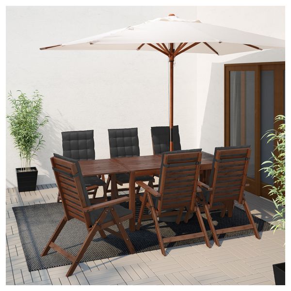 Стол, 6 кресел для сада ЭПЛАРО, коричневая морилка, Холло черный - фото 2