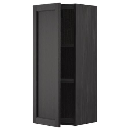 Навесной шкаф с полками, черный, Lerhyttan черная морилка, 40x100 см IKEA METOD МЕТОД 294.681.82