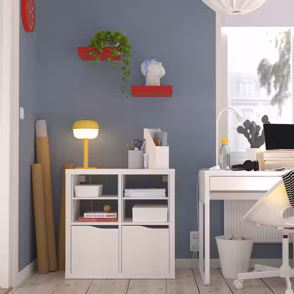 KALLAX Стеллаж - с 2 дверями с 2 вставками-полками/волнистый белый 77x77 см - схема-чертеж с размерами