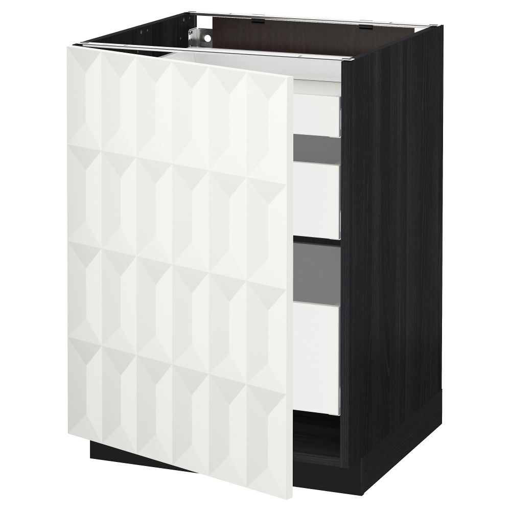 Напольный шкаф с 1 дверцей, 3 ящика МЕТОД / МАКСИМЕРА, черный, Гэррестад белый - схема-чертеж с размерами